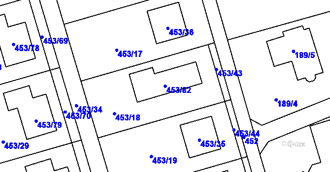 Parcela st. 453/82 v KÚ Tovéř, Katastrální mapa