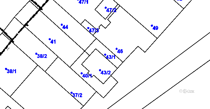 Parcela st. 43/1 v KÚ Dolenice, Katastrální mapa