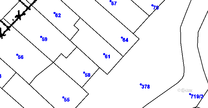 Parcela st. 61 v KÚ Dolenice, Katastrální mapa