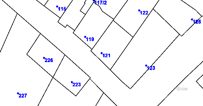 Parcela st. 121 v KÚ Dolenice, Katastrální mapa