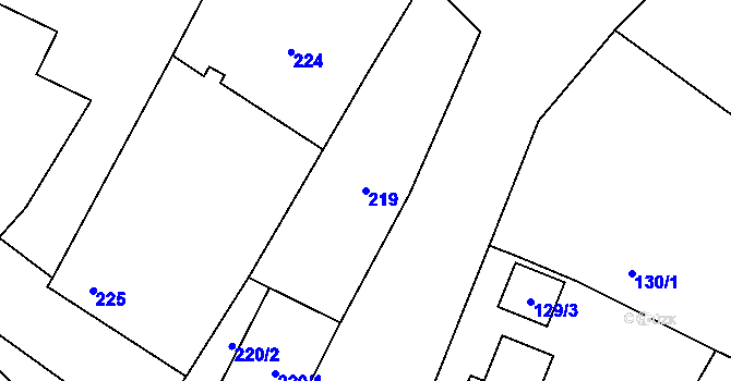 Parcela st. 219 v KÚ Dolenice, Katastrální mapa