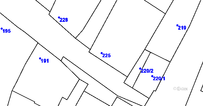Parcela st. 225 v KÚ Dolenice, Katastrální mapa