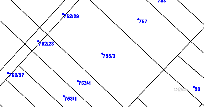 Parcela st. 753/3 v KÚ Dolenice, Katastrální mapa