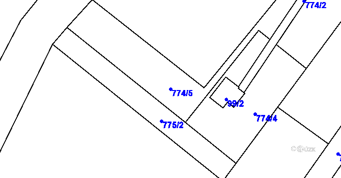 Parcela st. 774/5 v KÚ Dolenice, Katastrální mapa