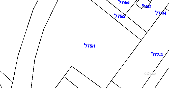 Parcela st. 775/1 v KÚ Dolenice, Katastrální mapa