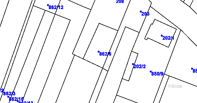 Parcela st. 862/6 v KÚ Dolenice, Katastrální mapa
