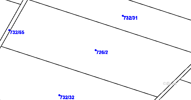 Parcela st. 726/2 v KÚ Dolenice, Katastrální mapa