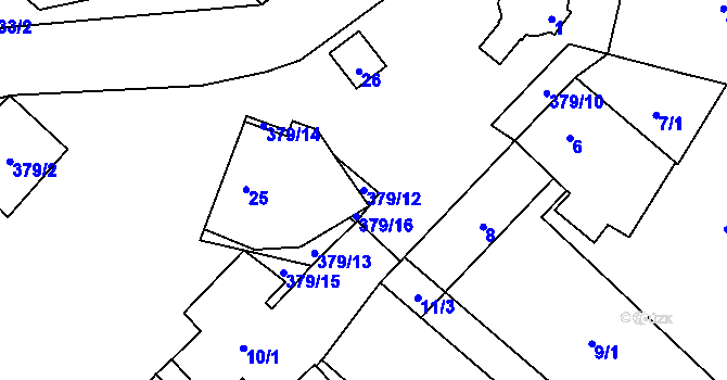 Parcela st. 379/12 v KÚ Dolenice, Katastrální mapa