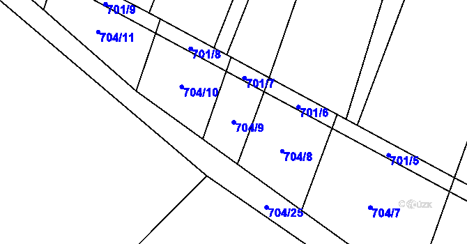 Parcela st. 704/9 v KÚ Dolenice, Katastrální mapa