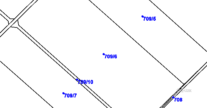 Parcela st. 709/6 v KÚ Dolenice, Katastrální mapa