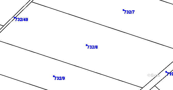 Parcela st. 732/8 v KÚ Dolenice, Katastrální mapa