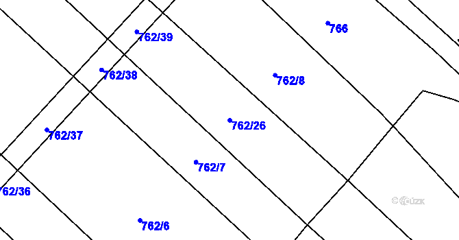 Parcela st. 762/26 v KÚ Dolenice, Katastrální mapa