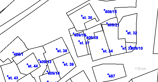 Parcela st. 37 v KÚ Dolín, Katastrální mapa