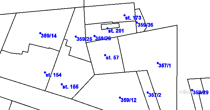 Parcela st. 57 v KÚ Dolín, Katastrální mapa