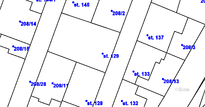 Parcela st. 129 v KÚ Dolín, Katastrální mapa