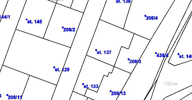 Parcela st. 137 v KÚ Dolín, Katastrální mapa