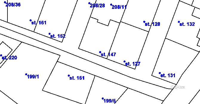 Parcela st. 147 v KÚ Dolín, Katastrální mapa