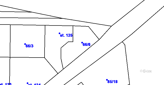 Parcela st. 66/6 v KÚ Dolín, Katastrální mapa