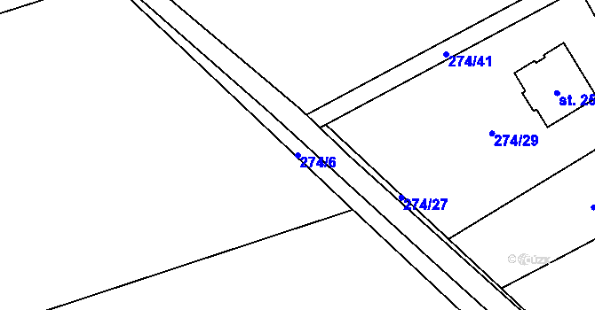 Parcela st. 274/6 v KÚ Dolín, Katastrální mapa