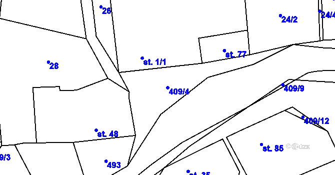 Parcela st. 409/4 v KÚ Dolín, Katastrální mapa