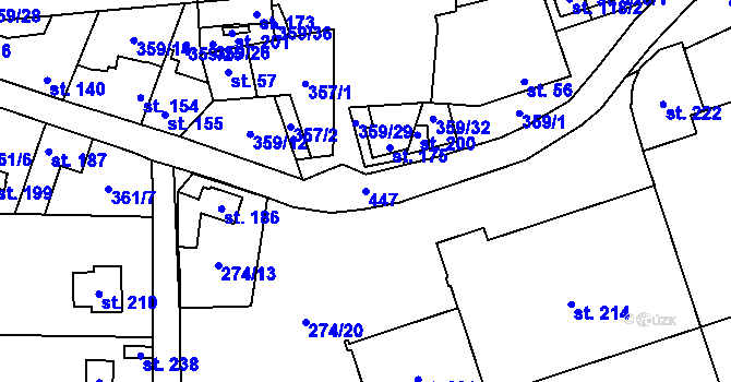 Parcela st. 447 v KÚ Dolín, Katastrální mapa