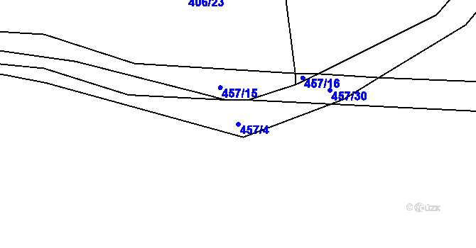 Parcela st. 457/4 v KÚ Dolín, Katastrální mapa