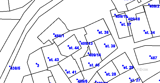 Parcela st. 409/13 v KÚ Dolín, Katastrální mapa