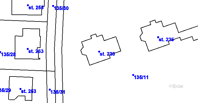 Parcela st. 236 v KÚ Dolín, Katastrální mapa