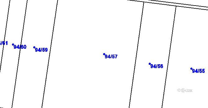 Parcela st. 94/57 v KÚ Dolín, Katastrální mapa