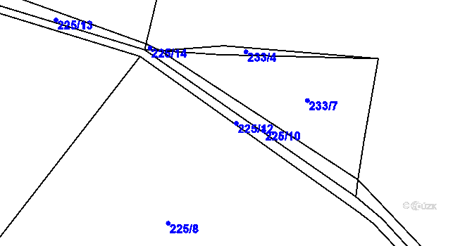 Parcela st. 225/12 v KÚ Dolín, Katastrální mapa
