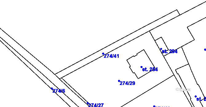 Parcela st. 274/41 v KÚ Dolín, Katastrální mapa