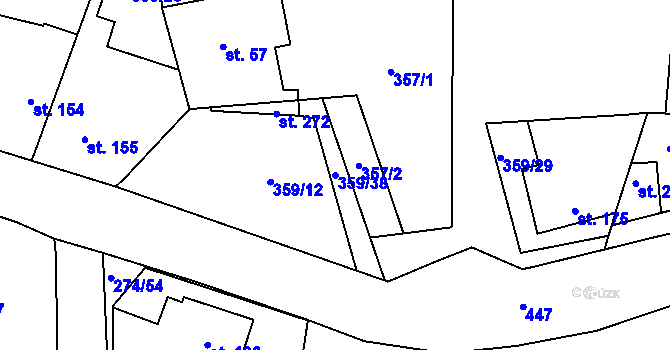 Parcela st. 359/38 v KÚ Dolín, Katastrální mapa