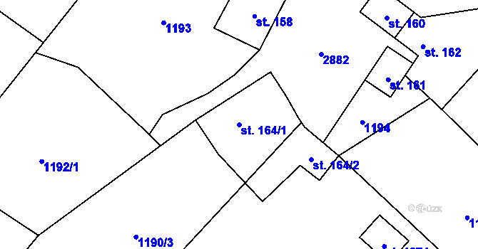 Parcela st. 164/1 v KÚ Dolní Bečva, Katastrální mapa