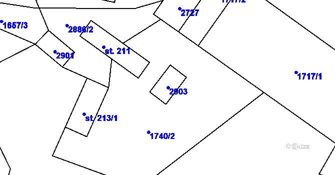 Parcela st. 213/2 v KÚ Dolní Bečva, Katastrální mapa