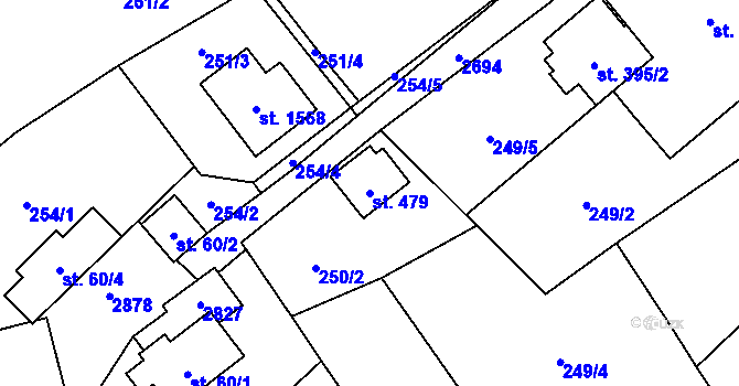 Parcela st. 479 v KÚ Dolní Bečva, Katastrální mapa