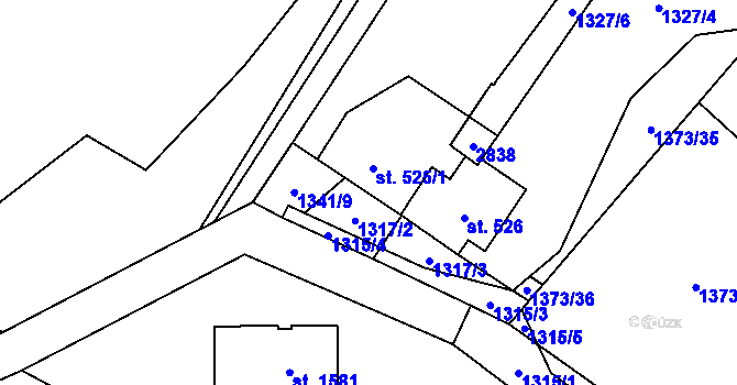 Parcela st. 525 v KÚ Dolní Bečva, Katastrální mapa