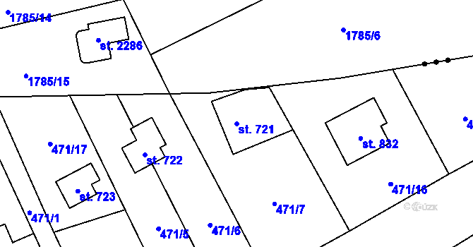 Parcela st. 721 v KÚ Dolní Bečva, Katastrální mapa