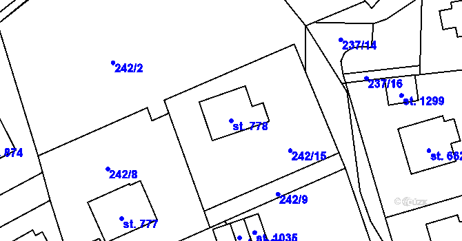 Parcela st. 778 v KÚ Dolní Bečva, Katastrální mapa