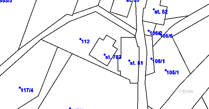 Parcela st. 782 v KÚ Dolní Bečva, Katastrální mapa