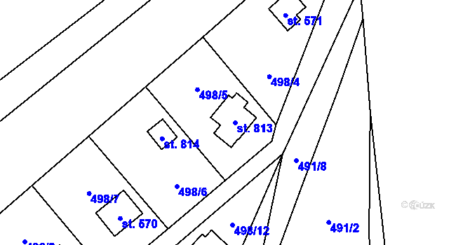 Parcela st. 813 v KÚ Dolní Bečva, Katastrální mapa