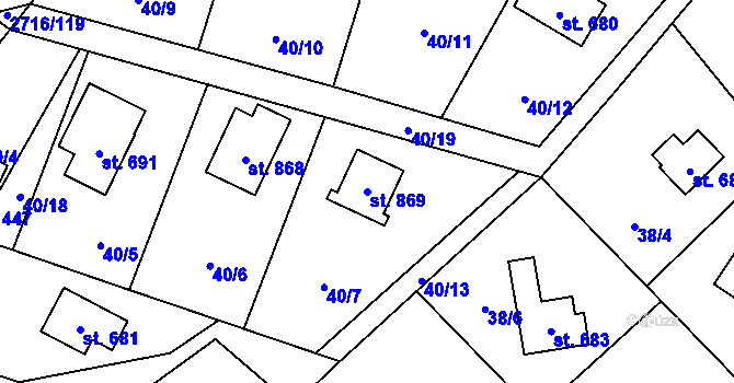 Parcela st. 869 v KÚ Dolní Bečva, Katastrální mapa