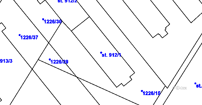 Parcela st. 912/1 v KÚ Dolní Bečva, Katastrální mapa