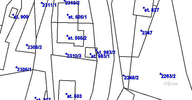 Parcela st. 983/2 v KÚ Dolní Bečva, Katastrální mapa