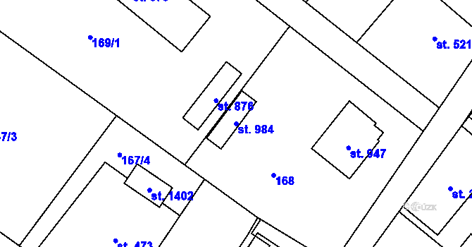 Parcela st. 984 v KÚ Dolní Bečva, Katastrální mapa