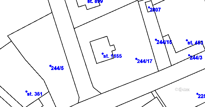 Parcela st. 1155 v KÚ Dolní Bečva, Katastrální mapa