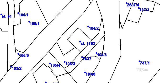 Parcela st. 1162 v KÚ Dolní Bečva, Katastrální mapa