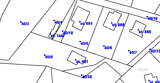 Parcela st. 40/5 v KÚ Dolní Bečva, Katastrální mapa