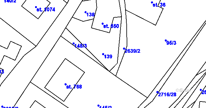 Parcela st. 139 v KÚ Dolní Bečva, Katastrální mapa