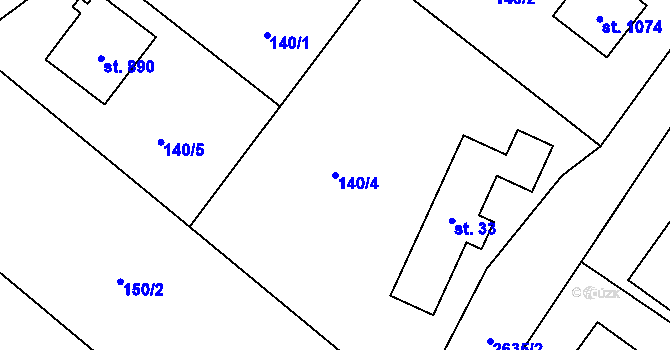 Parcela st. 140/4 v KÚ Dolní Bečva, Katastrální mapa