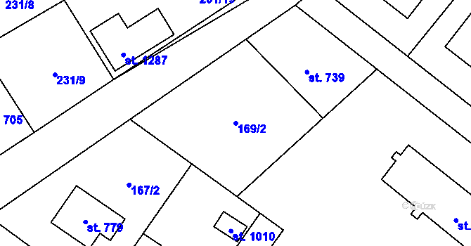 Parcela st. 169/2 v KÚ Dolní Bečva, Katastrální mapa